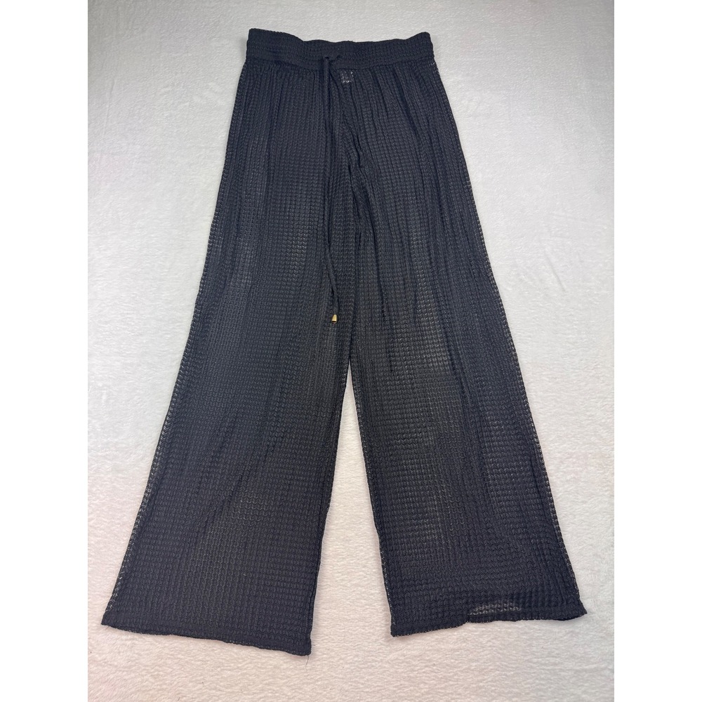 Jordan Taylor Black Mesh Wide Leg Beach Cover Up Pants NAC19021P Womens Medium